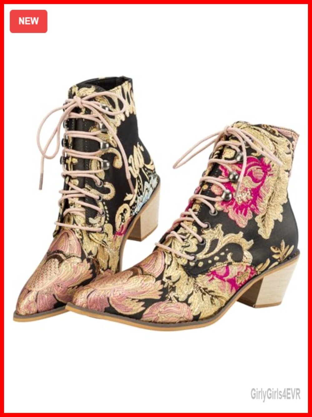 Vintage Floral Embroidered Cowboy Boots Suede Block Heel Ankle Booties